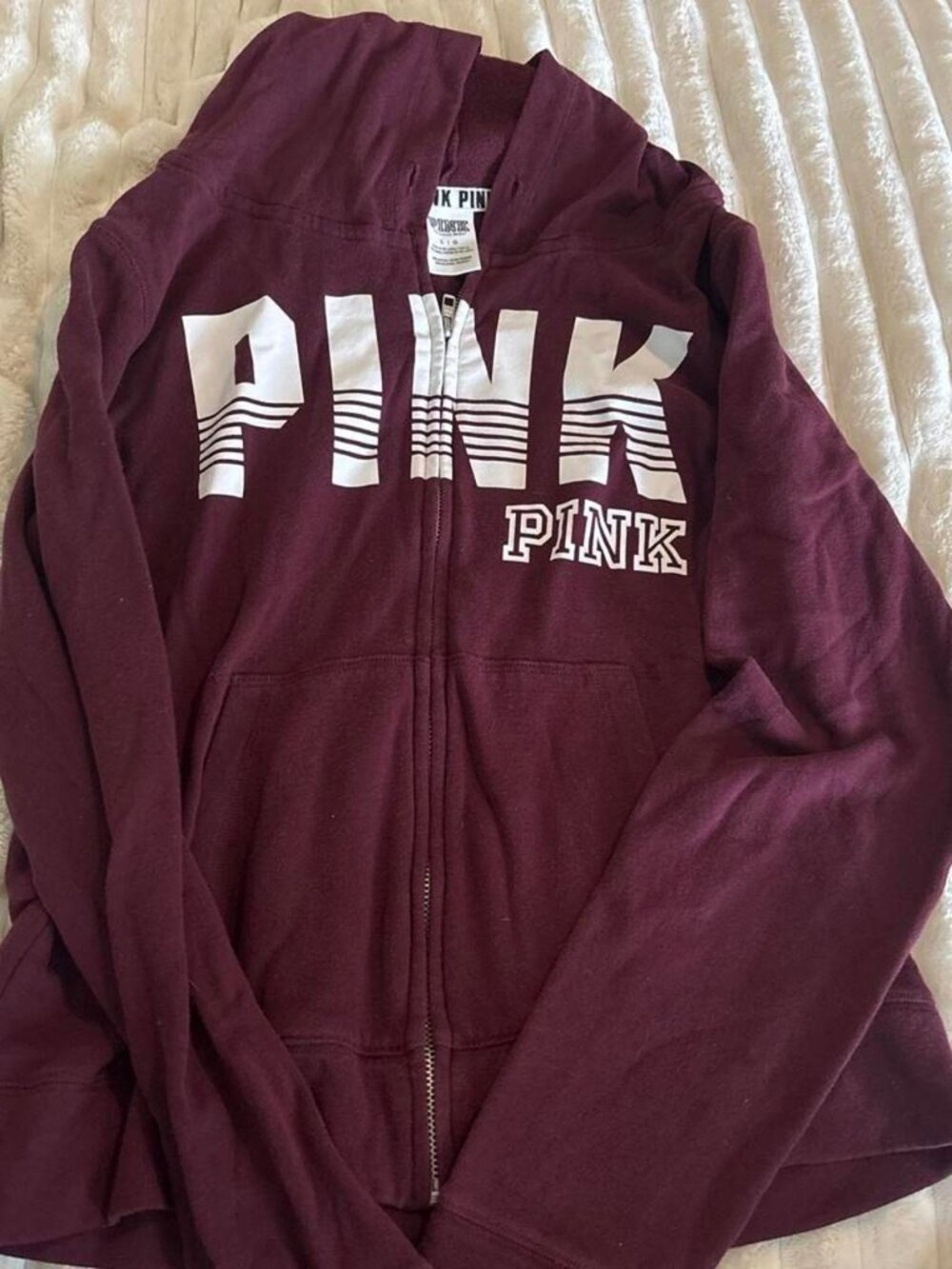 Burgundy Victoria's Secret PINK zip up hoodie #pink #victoriassecret